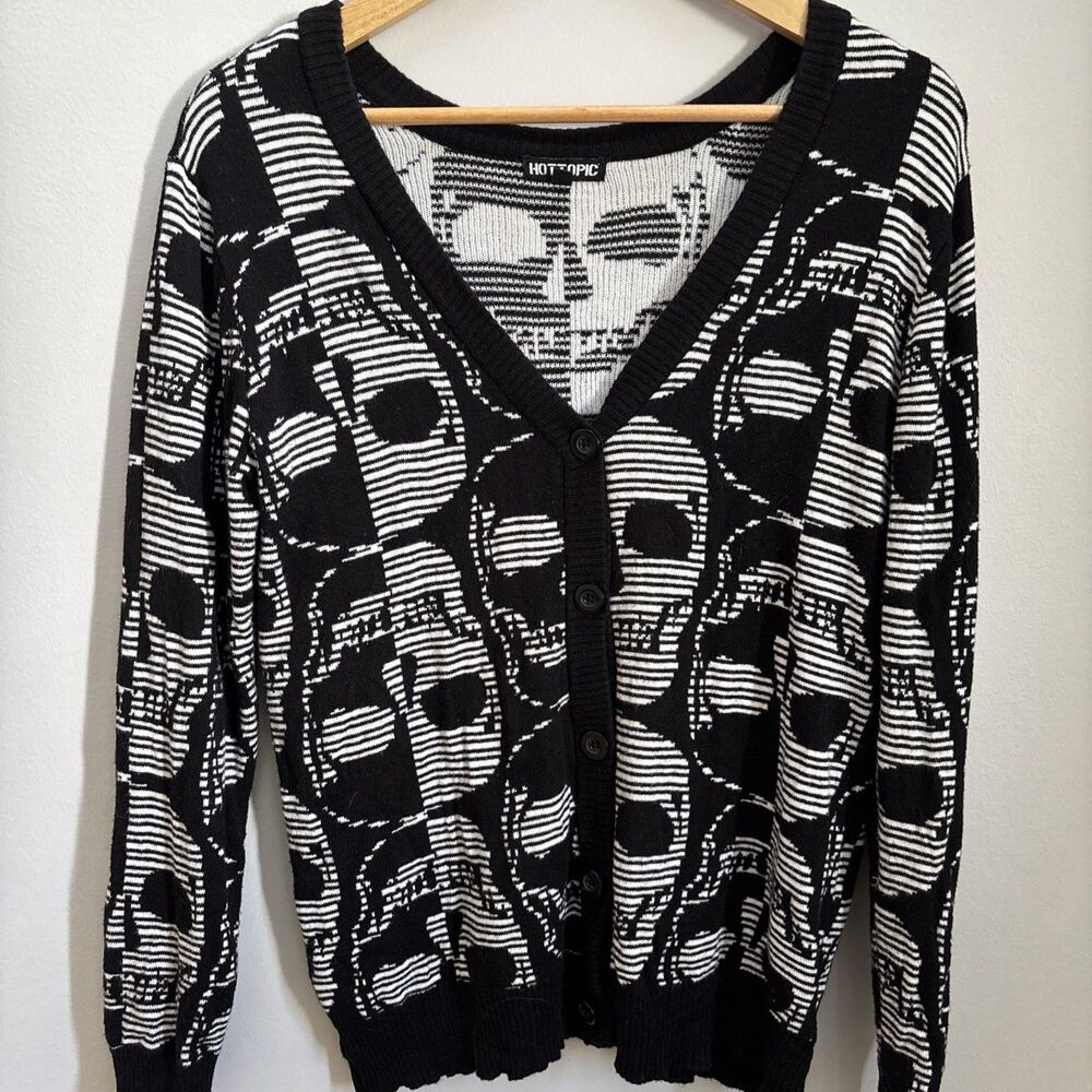 Y2K Skull Cardigan Vintage Retro Hot Topic Grunge Witchy Goth Eerie Halloween sM